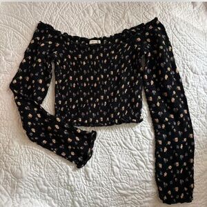 Floral Black Off the Shoulder Top